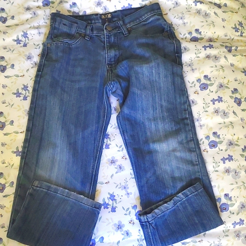 Wide Straight Leg Blue Jeans Boy's 8